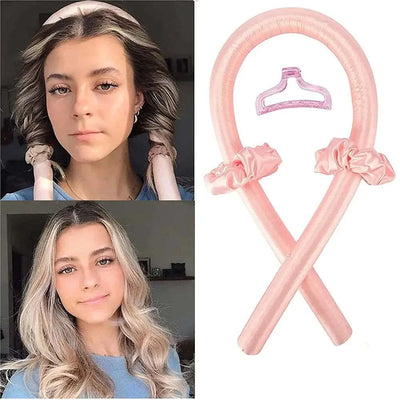 Serre-tête boucleurs pour boucles parfaites sans chaleur, flexible et confortable, idéal pour coiffures naturelles.